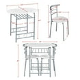 thumbnail image 2 of 3 Piece Kitchen Table Set, Dining Table Sets for 2, Compact Table and Chairs with Steel Frame & Shelf Storage for Bistro, Small Spaces, Apartment, White, 2 of 5