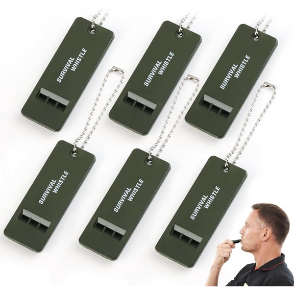 6Pcs 120 dB Emergency Whistles for Teachers, Flat Self Defense Safety Whistle Keychain for Women Outdoor Hiking Dog Signal