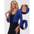 thumbnail image 2 of DARING DIVA Women's Lace Panel Crop Bolero Shrug Dress for Work Office M Royal Blue, 2 of 7