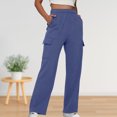 thumbnail image 1 of Pantalones casuales Cintura elástica Ajuste holgado Traje diario de talla grande para mujer Ygjytge Azul oscuro T M para Mujer, 1 of 6