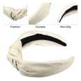 thumbnail image 3 of Diademas de cuero de PU anudadas cruzadas, Diadema ancha de moda antideslizante para mujeres, Beige, 2.78''x1.73'', 3 of 7