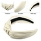 thumbnail image 3 of Diademas de cuero de PU anudadas cruzadas, Diadema ancha de moda antideslizante para mujeres, Beige, 2.78''x1.73'', 3 of 7