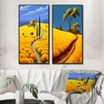 thumbnail image 1 of Designart "Country Road Amidst Golden Blossoms" Meadow Framed Wall Art Set Of 2 - Traditional Yellow Frame Gallery Set For Office Decor, 1 of 6
