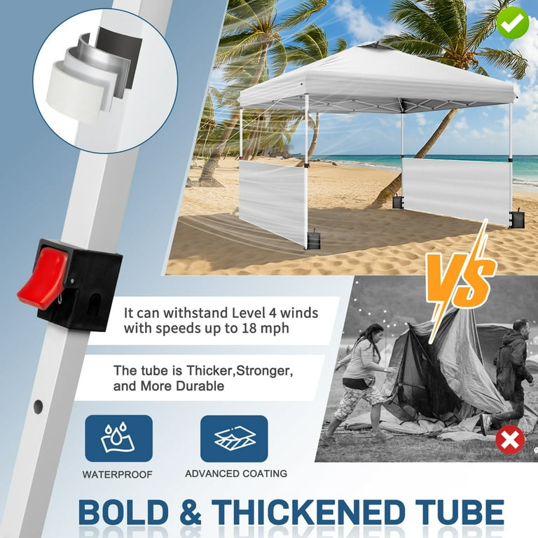 Ktaxon 10'x10' Ez Pop Up Canopy Tent, White Sun Shade Shelter