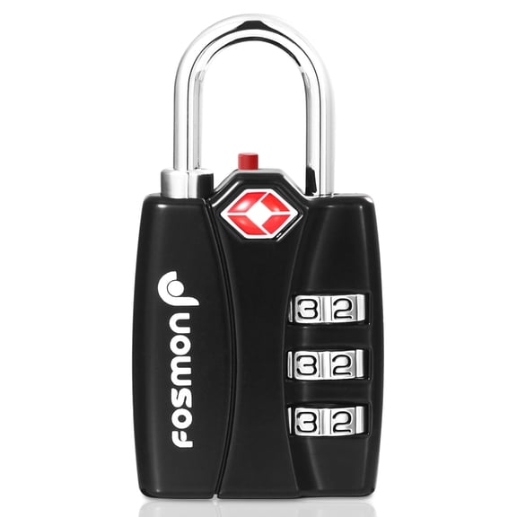 Fosmon TSA Approved Luggage Lock with Open Alert Indicator, 3 Digit Combination Suitcase Lock Zinc Alloy for Travel Bag, Suit Case, Lockers, Gym, Bike Locks, Black