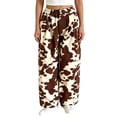 thumbnail image 4 of Levmjia Women's Cow Print Jeans High Waisted Wide Leg Pants Elastic Waistband Button Fly Pocket Casual Baggy Denim Trousers Vintage Y2K Loose Long Pants, 4 of 8
