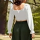 thumbnail image 5 of Top de manga larga,Blusa renacentista con hombros descubiertos para mujer, manga larga fruncida con estilo corsé, 100 % poliéster, para uso diario y fiestas, sopatenor, 5 of 9