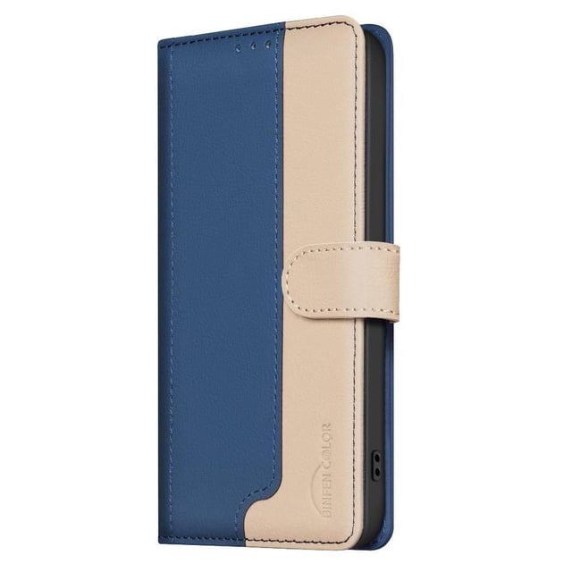 Premium RFID Blocking Wallet Case for Motorola Moto G35 5G with 3 Card Slots & Stand Blue