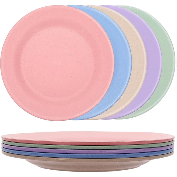 5 Pack Wheat Straw Dinner Plates, 11 Inch Unbreakable Deep, Reusable, Lightweight, Dishwasher & Microwave Safe, BPA Free & Eco-Friendly (5 Colors)