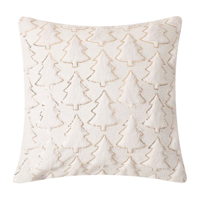 Fundas Almohada Navidad Funda Felpa Suave Cojín para Sofá () Blanco