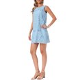 thumbnail image 3 of INSPIRE CHIC Lace Dress for Women's Eyelet Floral Sleeveless Summer Casual A Line Mini Dresses XS Blue, 3 of 5