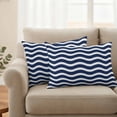thumbnail image 3 of Outdoor Waterproof Pillow Covers Dark Blue Stripes Water Ripple Decorative Throw Pillow Protectors,Pillowcase Cushion Cases for Patio Sofa Garden Couch,20x12in,Pack of 2, 3 of 14