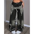 thumbnail image 4 of Pantalones vaqueros holgados Y2K for mujeres y niñas, pantalones vaqueros con dobladillo crudo y pierna ancha con retales de estrellas, ropa informal estilo Hip Hop, ropa Preppy, 4 of 5