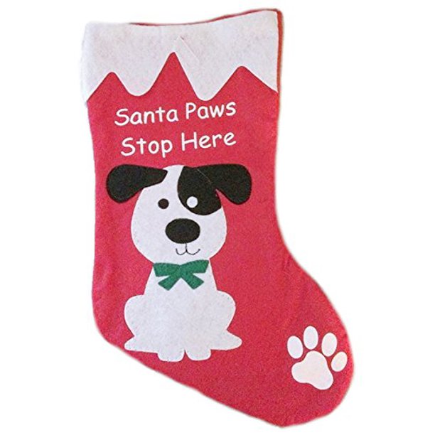 Felt Pet Christmas Stocking, 16" Dog Santa Paws Stop Here Walmart