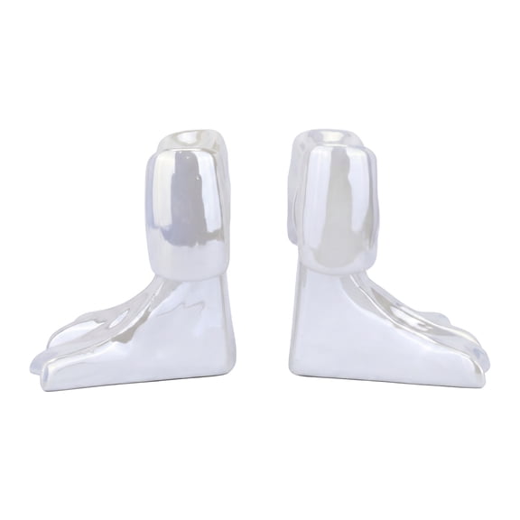 Unique Bargains 2Pcs Decorative Compact Resin Stoppers Book Ends White 4.3*3.5*4.3inch