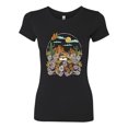 thumbnail image 2 of Wild Bobby Trendy Landscape With Daisies Cactus Monarch Butterfly Nature Lover Women Slim Fit Junior Tee, Black, Small, 2 of 6