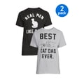 thumbnail image 4 of Father's Day Men's & Big Men's Cat Dad Short Sleeve Graphic Tees, 2 Pack, Funny Cat Shirts, 4 of 6
