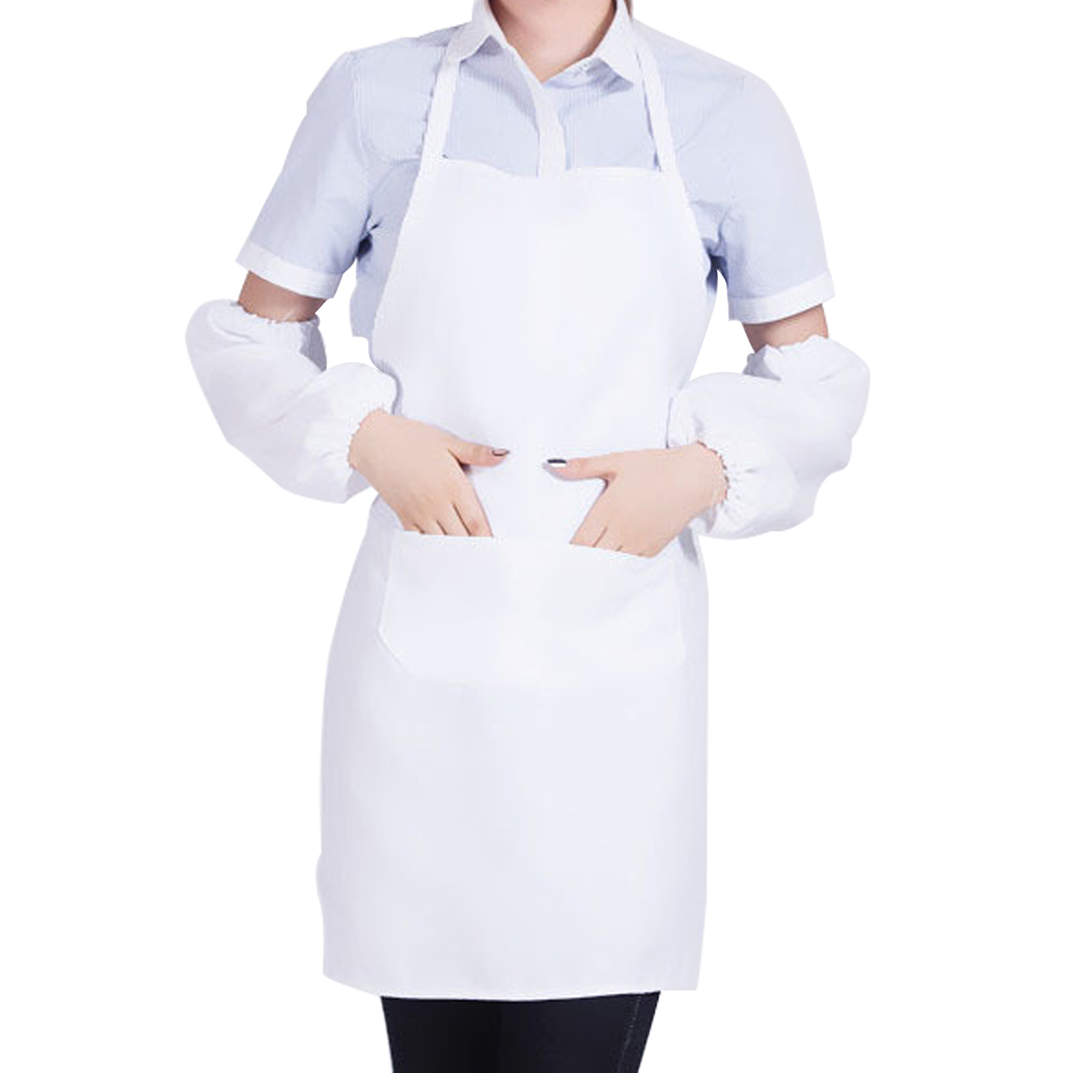 Unisex Plain Cooking Catering Work Apron Tabard with Twin Double