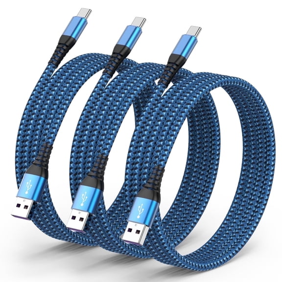 USB C Type C Cable 6FT,3Pack Nylon Braided Fast Charging 3A Quick Charger Cord,USB A to Type C Charger Cord Cable for iPhone 17/16/15 Case,Samsung Galaxy S20 S10 S9 S8 Plus S10E, Note 20 10 9 8