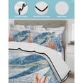 thumbnail image 4 of Quilts Full Size Bedding Set, Sea Turtle Coastal Lightweight Quilted Comforter, Blue Red Summer Beach Coral Nautical Wood Soft Bedspread Coverlet with Pillow Covers for All Season, 78" x 90", 4 of 7