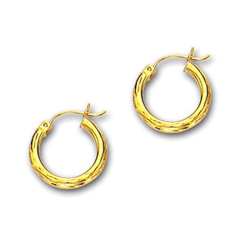 JewelStop 14K Yellow Gold Hoop Earrings - 3x20mm, (1/8" x 13/16 Inches), 1.4gr.