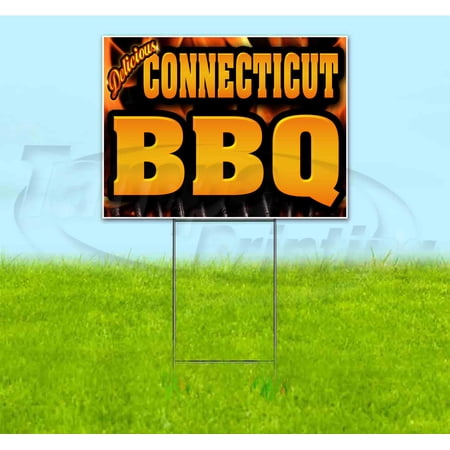 Connecticut BBQ (18 x 24 ) Yard Sign Includes Metal Step Stake