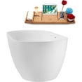 thumbnail image 3 of 59" Streamline G-39-190-BBR Soaking Glossy White Freestanding Tub and Tray With Internal Drain in Brushed Brass, 3 of 8