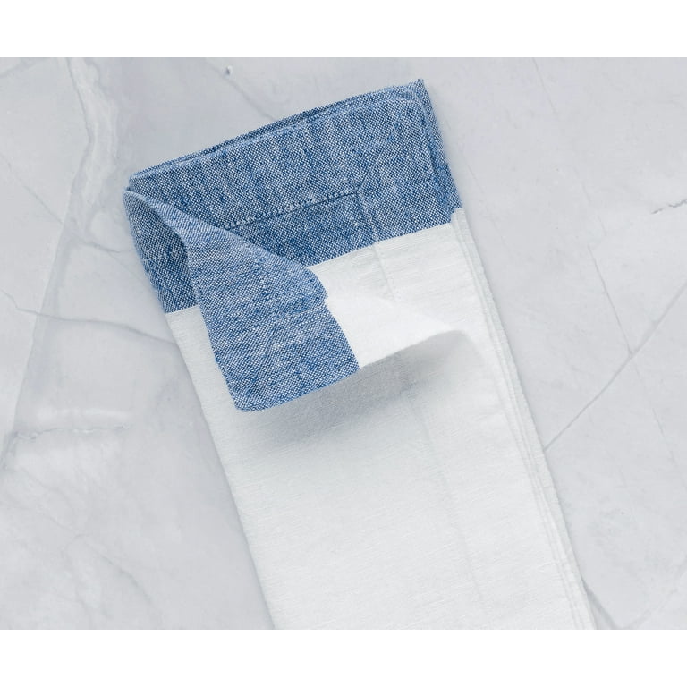 All Cotton and Linen Cloth Napkins - Linen Dinner Napkins - White Linen Napkins Set of 4 - Wedding Table Napkins - Blue Linen Napkins - Orta Linen