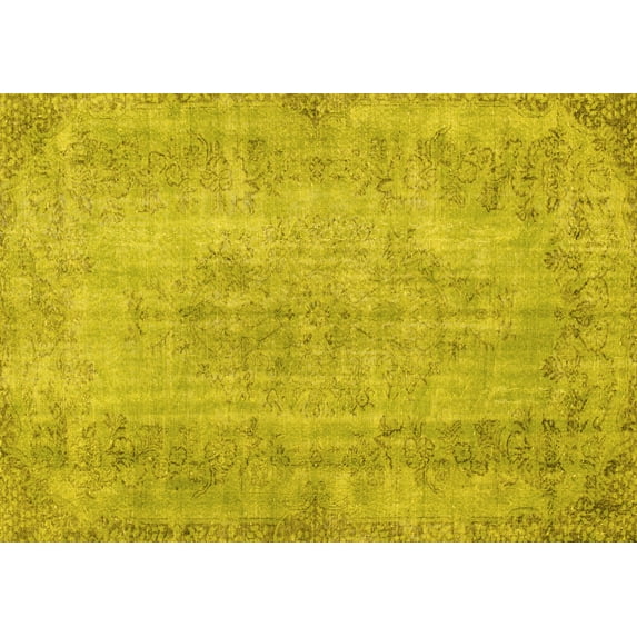 Ahgly Company Machine Washable Indoor Rectangle Persian Yellow Bohemian Area Rugs, 6' x 9'