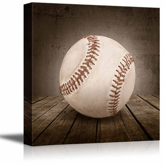 wall26 - Home Run! Baseball Rustic Square Sport Panel - Celebrating American Sports Traditions - Canvas Art Home Art - 12x12 inches