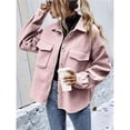 thumbnail image 4 of Chaqueta de Mezcla de Lana con Botones y Larga para Mujer, de Gran Tamaño Rosa S, 4 of 7