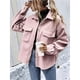 thumbnail image 4 of Chaqueta de Mezcla de Lana con Botones y Larga para Mujer, de Gran Tamaño Rosa XL, 4 of 7
