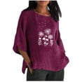 thumbnail image 2 of Blouses pour Femmes Été Aguichant Imprimé Régulier Bouton Col Rond Manches Courtes Haut à Manches Courtes pour Femmes Chemises à Manches Longues pour Femmes Élégantes en Liquidation, 2 of 5