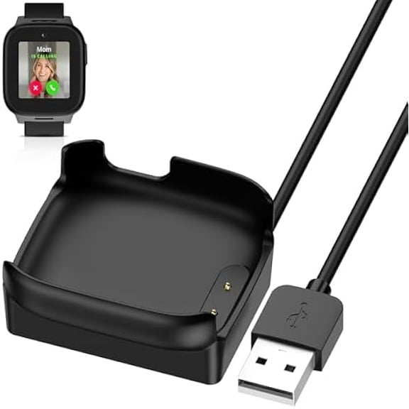xixishop USB Charger Dock Compatible with Cosmo JrTrack 5 Watch, Portable Replacement Charging Cable Stand for Kids JrTrack 5 by Cosmo Smartwatch Accessories, Black