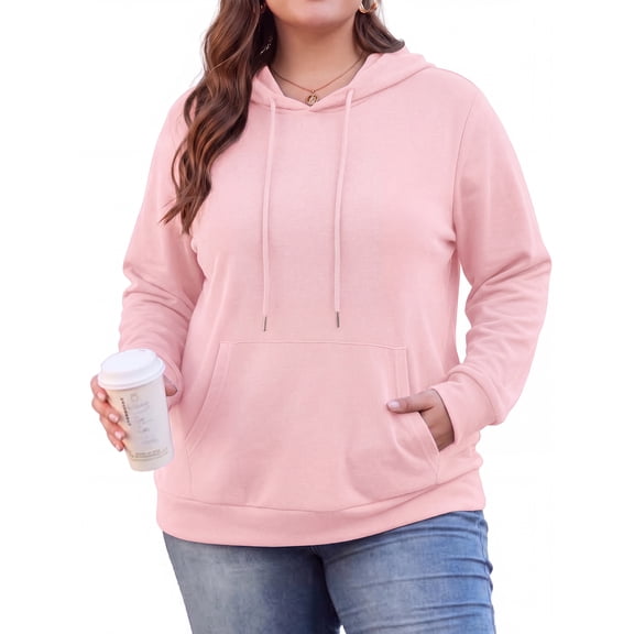 Cueply Women's Plus Size Hoodie Pullover Sweatshirt Long Sleeve Casual Hooded Sweatshirt with Kangaroo Pocket Fall Winter Tops