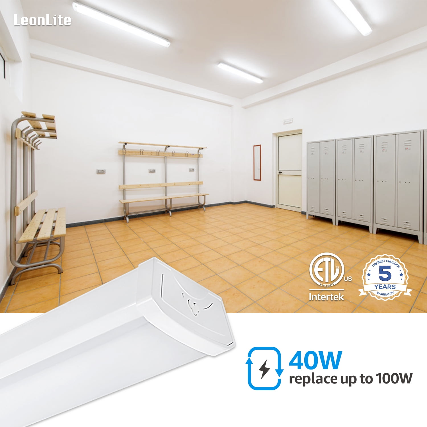 4 Pack 4ft LED Wraparound Light, Flush Mount LED Shop Lights for Laundry Rooms, 40W (100W Equiv.), 4400lm, 4000K Cool White