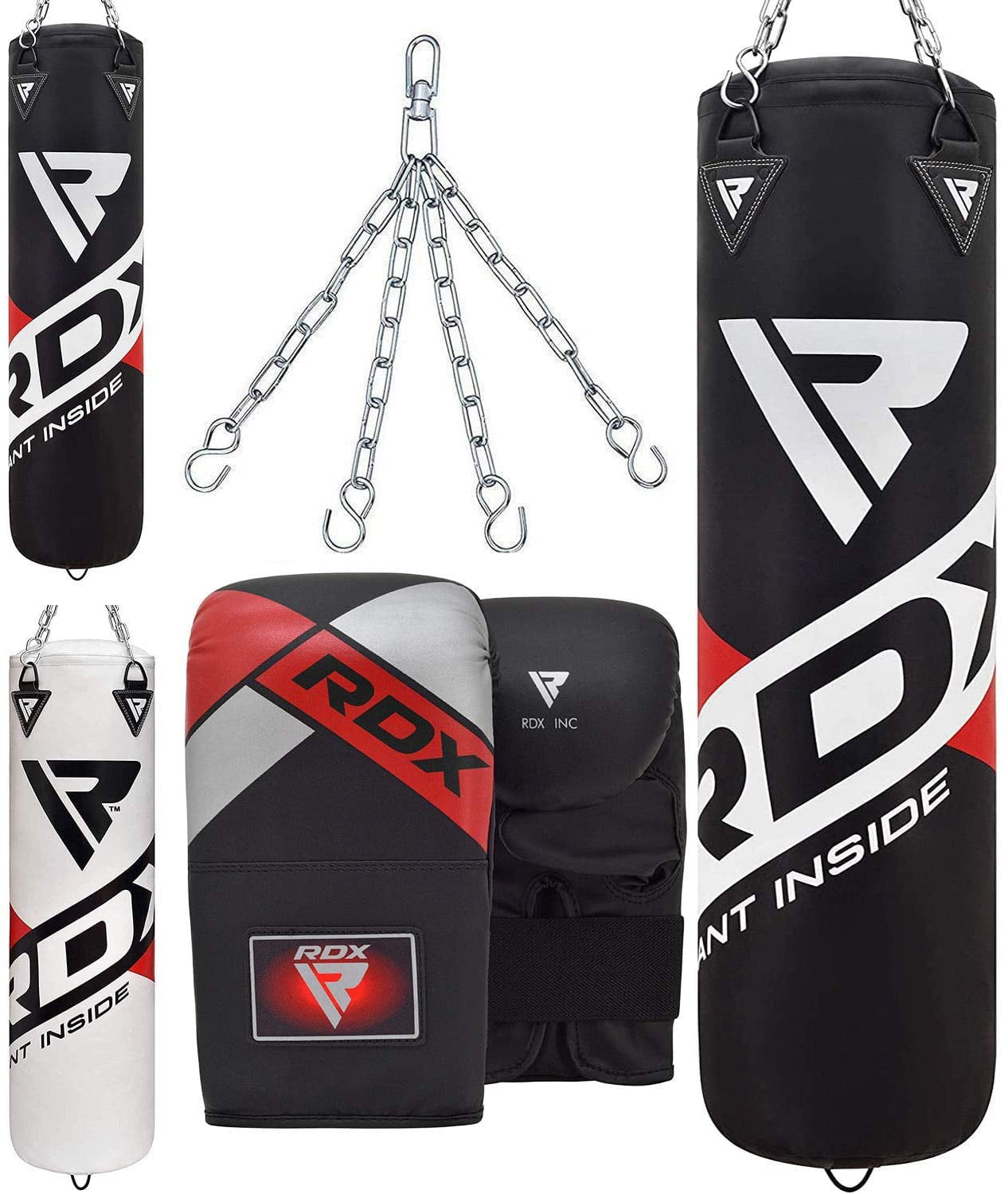 RDX RDX Punch Bag Heavy Duty Kickboxing Set Punching Hanging Bags Gloves & Chains 