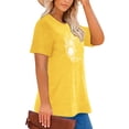 thumbnail image 3 of Anbech Moon And Sunflower Plus Size T-Shirts for Women Graphic Sunflower Moon Print Oversize Short Sleeves T-Shirt with Round Neck, 3 of 4