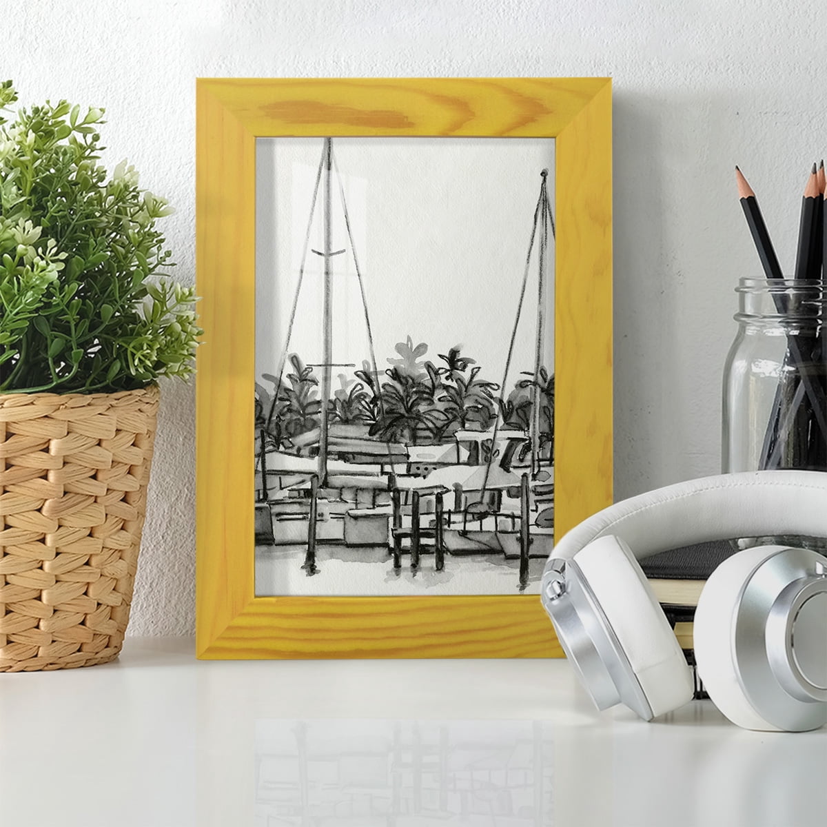 Neutral Tropics II - Framed Print w/glass - Sunflower Yellow