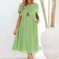 thumbnail image 2 of Maxi Dresses For Women 2024 Casual Summer Dress Casual Crew Neck Mid Length Dress Short Sleeve A Line Dress Beach Dress Flowy Dresses, 2 of 8