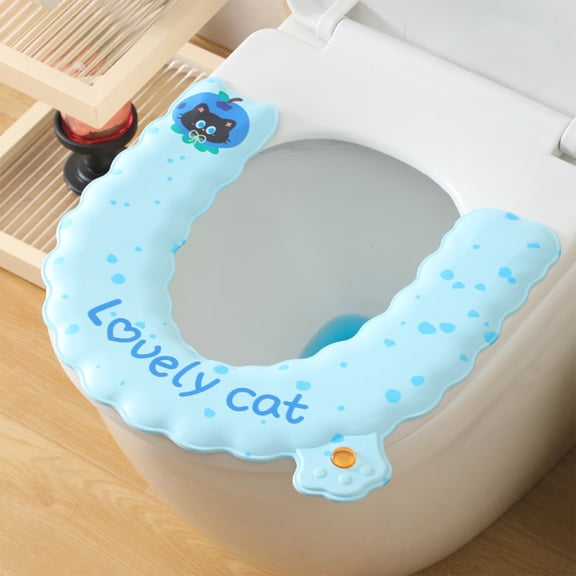 Soft EVA Toilet Seat Cushion – Waterproof Washable Non-Slip Universal Fit U Shape Thick Padded Toilet Seat Cover for Home Bathroom (Blue)