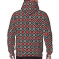 thumbnail image 7 of Uemuo Red And Orange On Blue Teal Pattern Men's Hoodie - Casual Pullover Hoodie with Kangaroo Pocket, Stylish Hooded Sweatshirt for Everyday Wear-XX-Large, 7 of 7