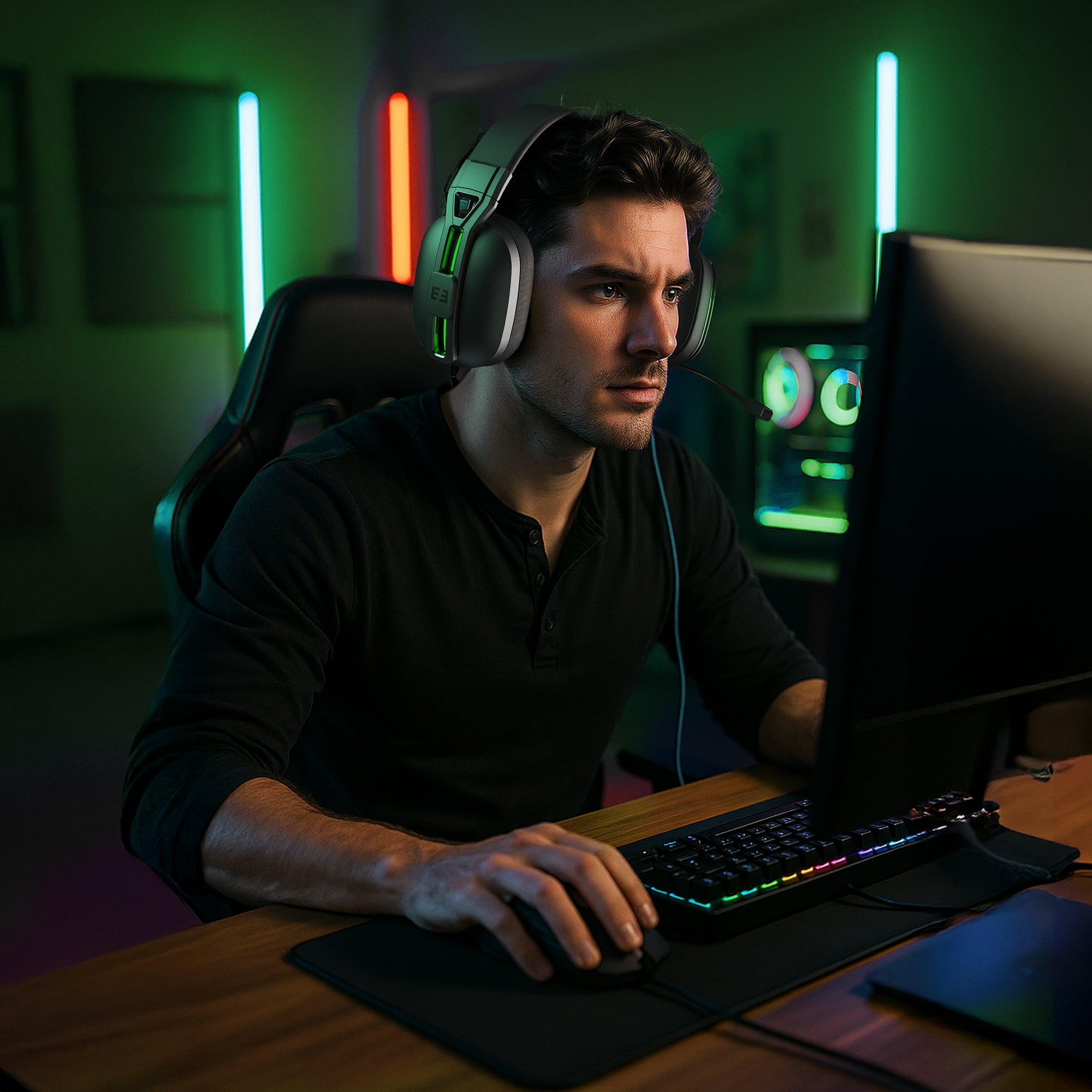 Seenda Wireless Gaming Headset for PC PS4 PS5, 2.4G USB Gamer Headphones with Embeddable Microphone