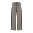 thumbnail image 5 of Tqcoqu Linen Pants for Women Casual Summer Drawstring Elastic Waist Trousers Pockets Petite Fashion Straight Pants Lounge,Gray Women's S-XXL, 5 of 7