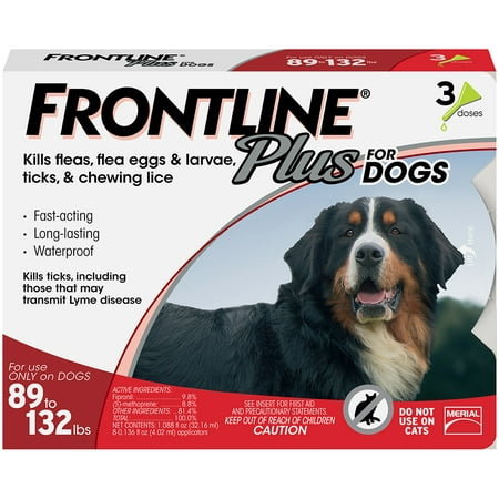 FRONTLINE Plus for Extra Large Dogs (89-132 lbs) Flea and Tick Treatment, 3