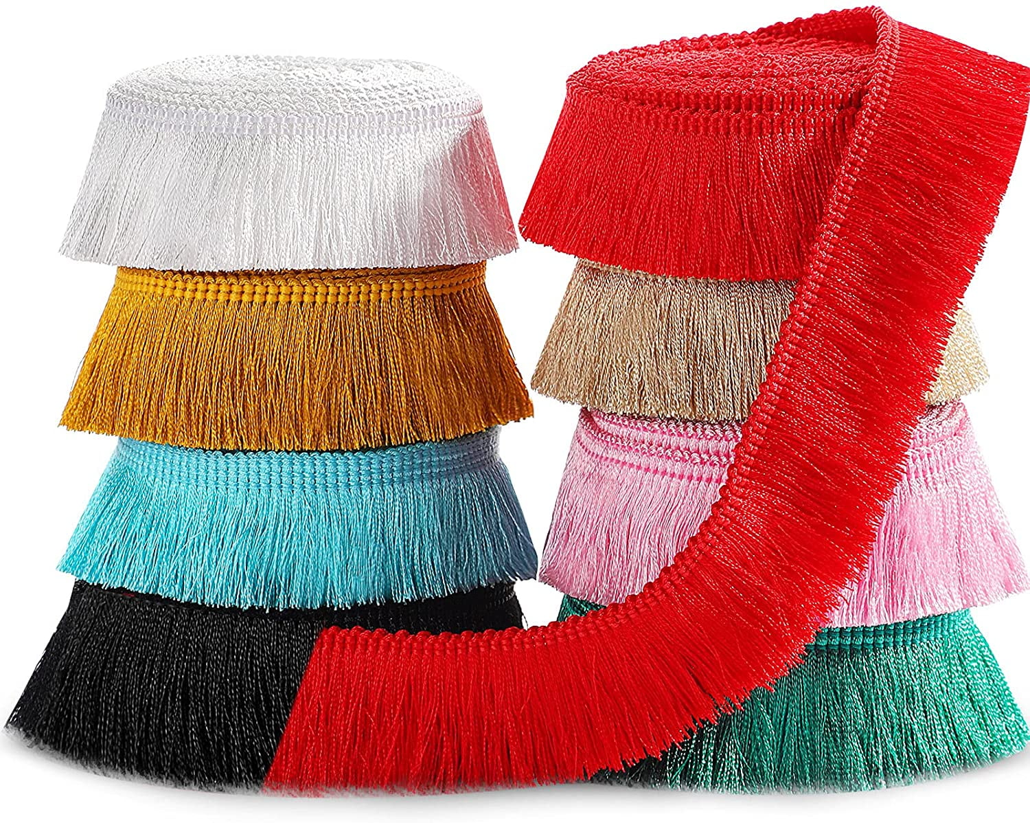 Kissitty 27 Yards Fringe Trim Tassel 1 Inch Polyester Fibre Lace Ribbon Trim for Sewing Clotheing Home Decors Black 