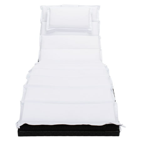 SAFAVIEH Colley Wicker Outdoor Chaise Sun Lounger, Black