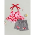thumbnail image 2 of Coduop Toddler Girls 2Pcs Outfit Set,Halter Slign Tops and Short Pants Two-piece Clothes Set, 2 of 9