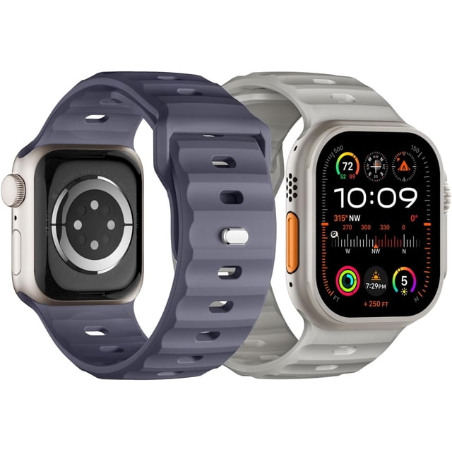 Bandas deportivas compatibles con Apple Watch Ultra 2 Band/Apple Watch Ultra Band 49 mm, 45 mm, 44 mm, 42 mm para hombres, pulseras de silicona suave, correa de repuesto impermeable para iWatch Series