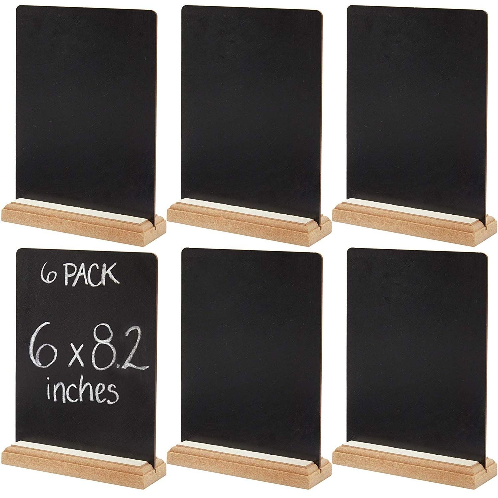 Mini Tabletop Chalkboard Signs with Wood Base (6 Pack), 6 X 8 inches